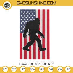 Bigfoot American Flag Embroidery Design Files