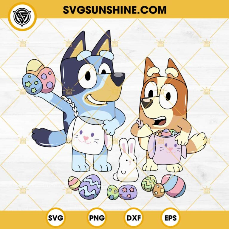 Bluey Bunny Easter SVG, Cute Bluey Easter Eggs SVG, Bluey Happy Easter SVG