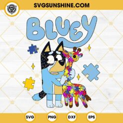 Bluey And Bingo Autism Awareness SVG, Bluey Autism Puzzle SVG PNG DXF EPS
