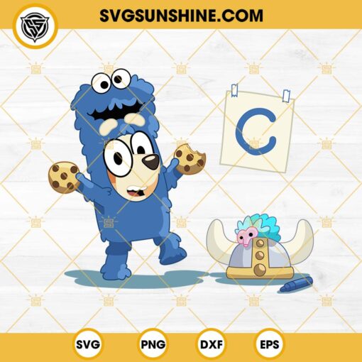 Bluey Cookie Monster SVG, Bluey Sesame Street SVG