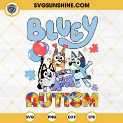 Bluey Autism Awareness SVG, Bluey Unicorse Autism Puzzle SVG PNG