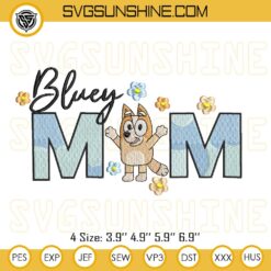 Bluey Mom Embroidery Files, Chilli Heeler Embroidery Design