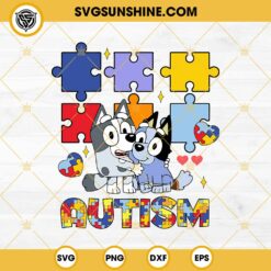 Bluey Bingo Autism Puzzle SVG, Bingo Be Kind SVG