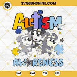 Bluey Love Autism SVG, Puzzle Heart Autism SVG, Bluey Autism SVG