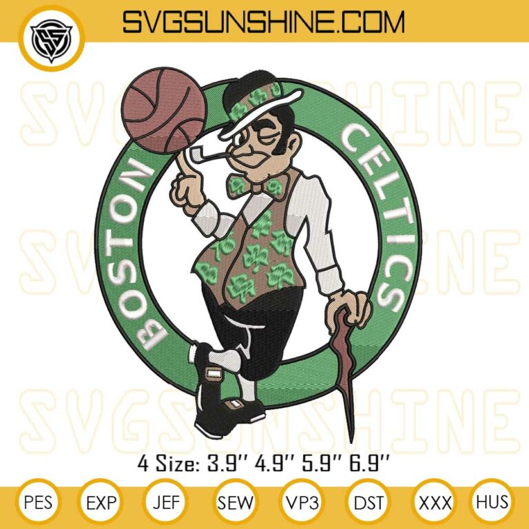 Boston Celtics Logo Embroidery Designs, NBA Team Embroidery Design Files