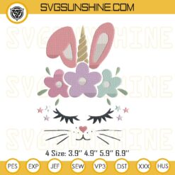 Bunny Face Unicorn Easter Day Machine Embroidery Designs