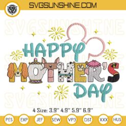 Cartoon Happy Mother’s Day Embroidery Design Files