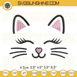 Cat Face Embroidery Designs, Cat Smiling Embroidery Design File
