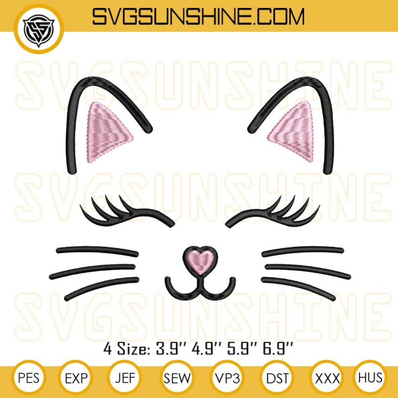 Cat Face Embroidery Designs, Cat Smiling Embroidery Design File