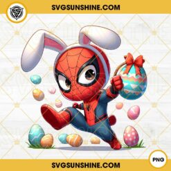 Chibi Spider Man Easter Bunny PNG, Happy Easter Eggs PNG, Hero Easter PNG