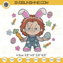 Chucky Easter Embroidery Design, Horror Easter Embroidery Pattern
