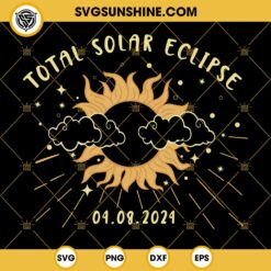 Cloud Sun Total Solar Eclipse 2024 SVG, Solar Eclipse SVG PNG DXF EPS