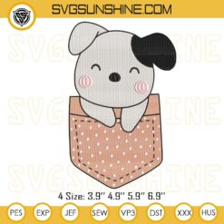Cute Dog Embroidery Designs, Baby Dog Pocket Embroidery Pattern