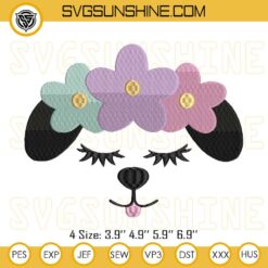 Cute Dog With Flowers Embroidery Designs