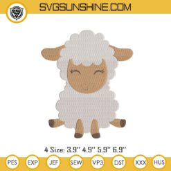 Cute Sheep Embroidery Design File, Baby Sheep Sitting Embroidery Designs