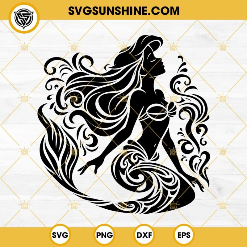 Disney Ariel SVG, The Little Mermaid SVG, Zentangle SVG, Maori Style SVG