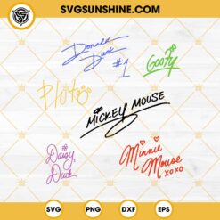 Disney Characters Signatures SVG, Disney Mouse Friends Characters Autograph SVG