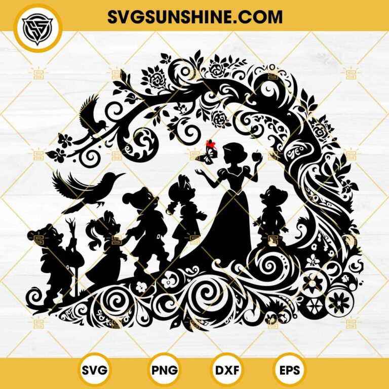 Snow White and the 7 Dwarfs SVG, Mandala Zentangle Disney Snow White SVG