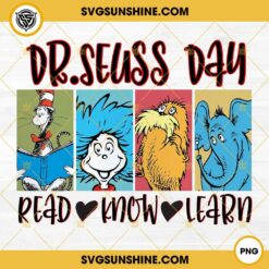 Dr Seuss Day Read Know Learn PNG, Dr Seuss Characters PNG