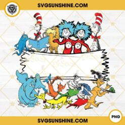 Dr. Seuss Friends Split Monogram PNG, Read Across America Day PNG