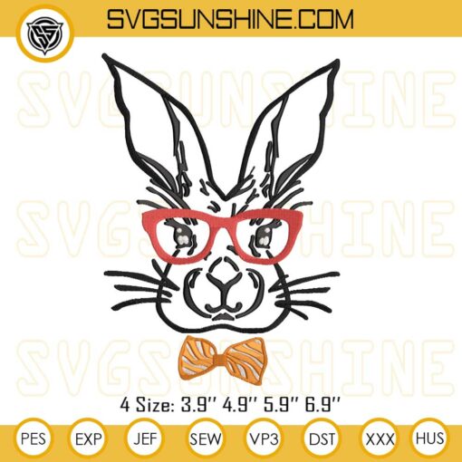 Easter Bunny Red Glasses Embroidery Pattern