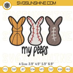 Easter Sport Peeps Embroidery Designs, Easter Basketball Football Baseball Embroidery Files