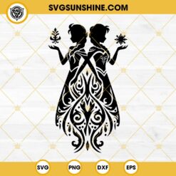 Elsa And Anna SVG PNG DXF EPS Cut Files For Cricut Silhouette