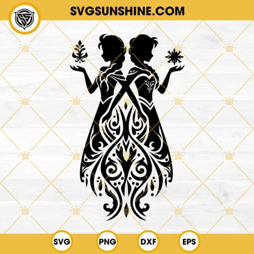 Elsa And Anna SVG PNG DXF EPS Cut Files For Cricut Silhouette