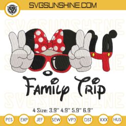 Family Trip 2024 Minnie Machine Embroidery Designs, Disney Minnie Head Embroidery Design Files