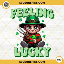 Feeling Lucky Freddy Krueger PNG, Freddy Krueger Happy Patrick Day PNG, Chibi Horror Character PNG