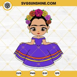 Frida Kahlo Princess SVG, Cute Chibi Style SVG, Mexican Frida SVG PNG DXF EPS