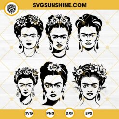 Frida Kahlo Svg, Mexican Art Self Portrait Svg, Feminist Icon Svg Png Dxf Eps