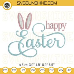 Happy Easter Bunny Ears Embroidery Designs