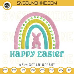 Happy Easter Bunny Rainbow Embroidery Design Files