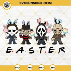 Horror Characters Easter SVG, Bunny Horror Movie Characters SVG, Horror Happy Easter SVG