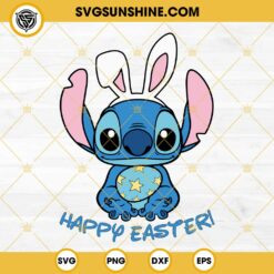 Happy Easter Stitch SVG, Cute Stitch Easter Bunny SVG, Easter Egg Stitch SVG