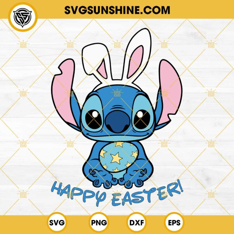 Happy Easter Stitch SVG, Cute Stitch Easter Bunny SVG, Easter Egg ...