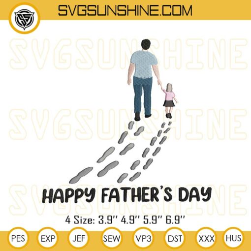 Happy Father's Day Embroidery Design Files, Father And Daughter Embroidery Designs