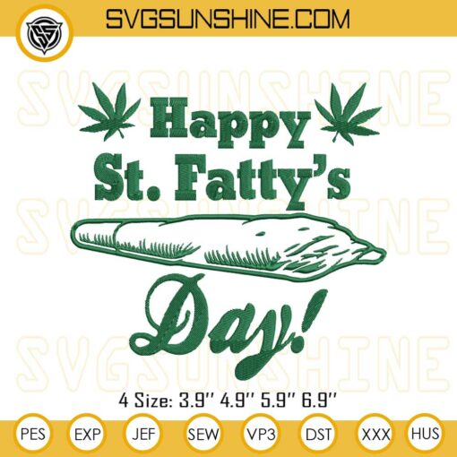 Happy St Fatty’s Day Embroidery Designs, Cannabis Patrick’s Day Embroidery Designs