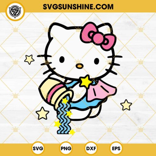 Hello Kitty Aquarius SVG, Waterful Hello Kitty SVG, Pretty Kitty Bow SVG