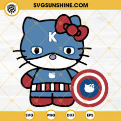 Hello Kitty Captain America SVG, Hello Kitty Character SVG, Cute Kitty Superhero SVG