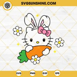 Hello Kitty Easter Bunny SVG, Cute Kitty Carrot SVG