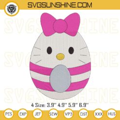 Hello Kitty Easter Eggs Machine Embroidery Designs, Cute Hello Kitty Easter Day Embroidery Pattern