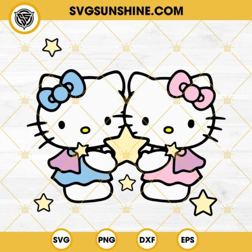 Hello Kitty Gemini SVG, Twin Hello Kitty SVG, Hello Kitty Sister SVG