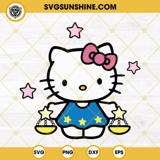 Hello Kitty Libra SVG Blue Kitty SVG, Hello Kitty Pink Bow SVG