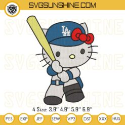 Hello Kitty Los Angeles Baseball Embroidery Design, Los Angeles Dodgers Embroidery Files