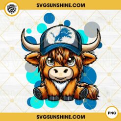 Highland Cow Detroit Lions Football PNG File