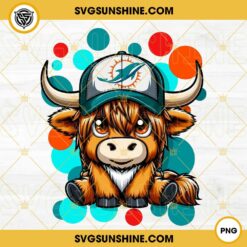 Highland Cow Miami Dolphins Football PNG File