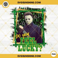 Horror Killer Michael Myers Shamrock PNG, Do You Feel Lucky St Patricks Day PNG