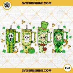 Horror Killer St Patrick Day Stanley Cup PNG, Horror Characters The Pot Of Gold PNG